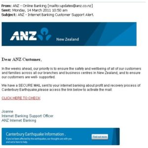 Email Banking Scams Example