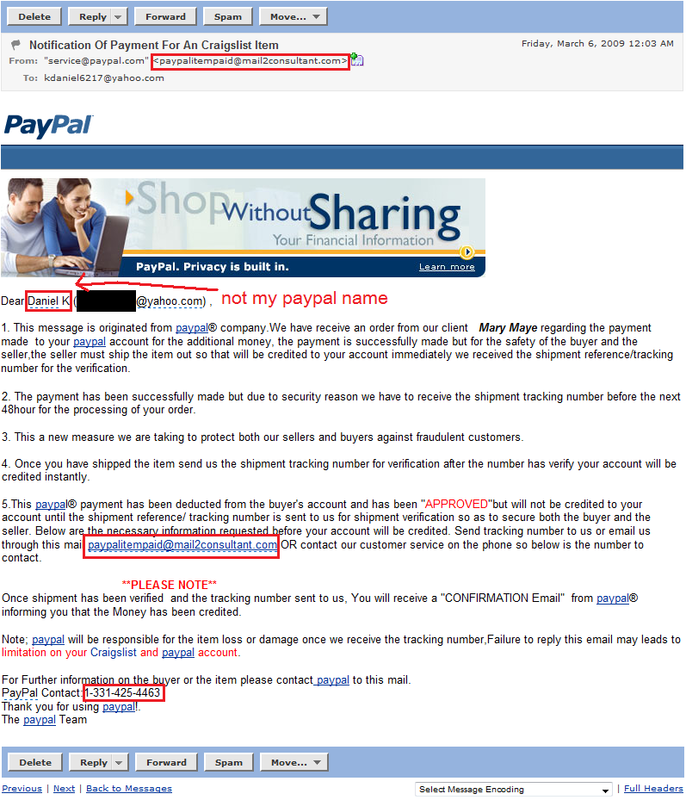 PayPal Phishing Email Examples