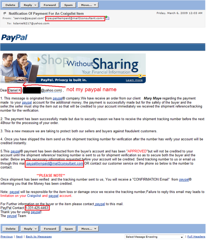 Report spam emails to paypal