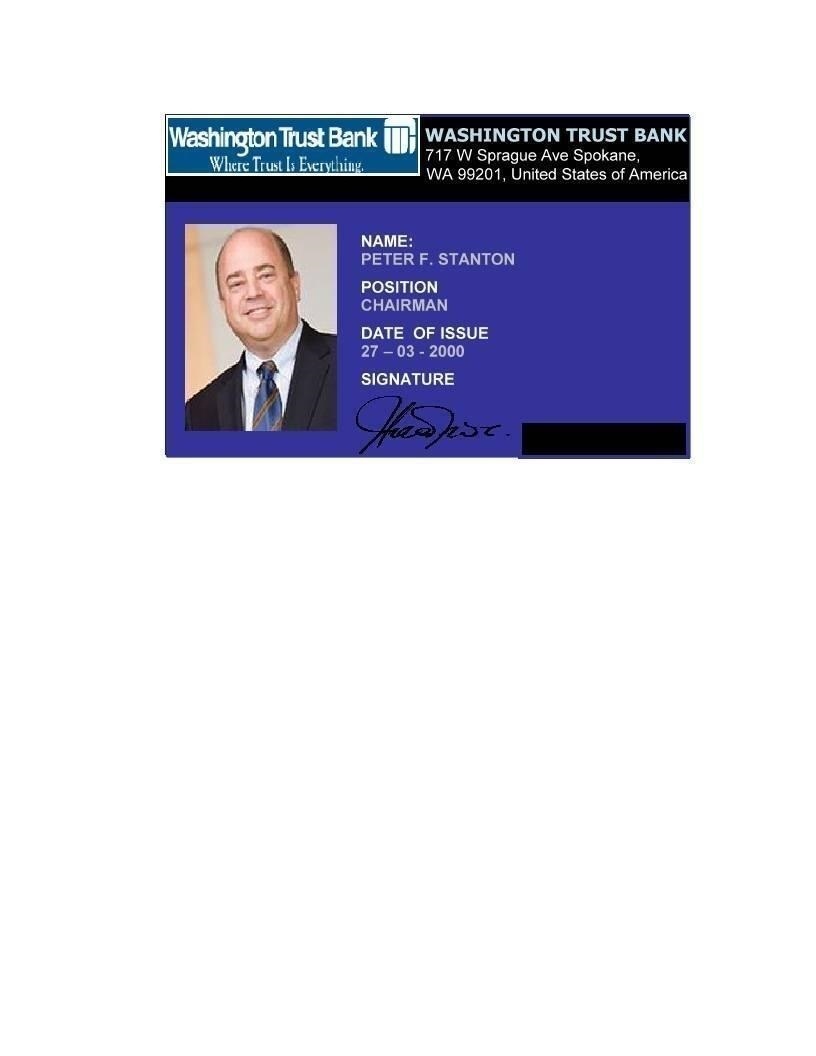 Email Scam Example: Mr. Peter F. Stanton - Chairman and CEO - Washington Trust Bank 1 WTB ID 1 2