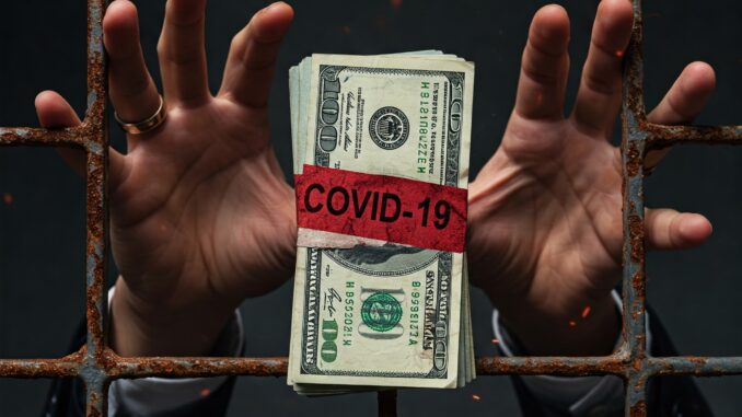 covid-19-ppp-loan-fraud-los-angeles Conceptual image of hands reaching for COVID-19 relief funds, symbolizing PPP and EIDL loan fraud.
