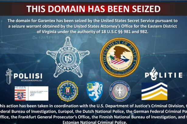 Garantex crypto exchange seized domain notice displayed by law enforcement.