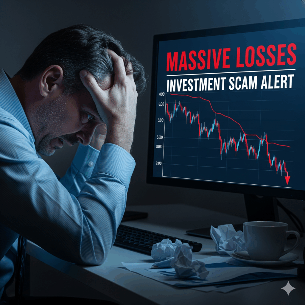 A distressed investor reacting to an investment scam.